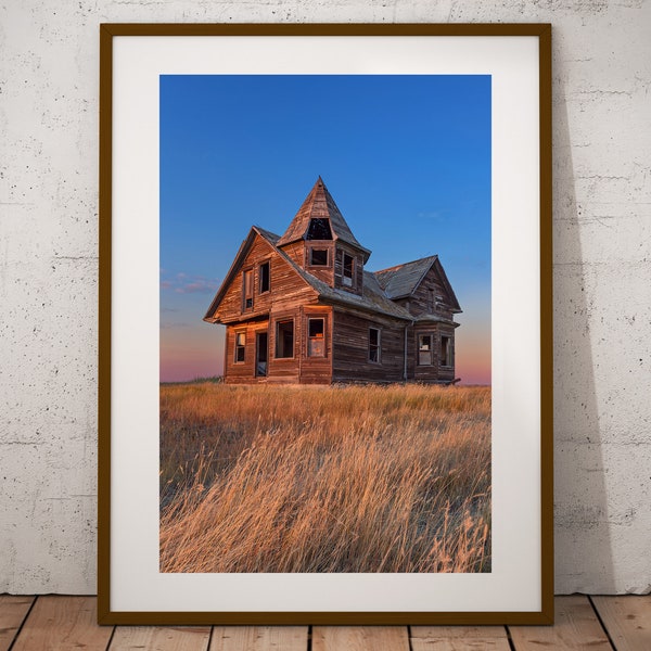 Abandoned House Photograph, Fine Art Print, Farmhouse Country Décor, Rustic Wall Art, Rural Backroad Prairie Photography, Canvas & Metal