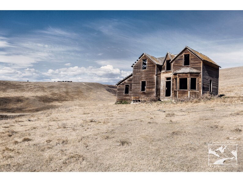 Abandoned House Photograph, Fine Art Print, Farmhouse Country Décor, Rustic Wall Art, Rural Backroad Prairie Photography, Canvas & Metal image 2