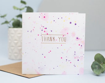 Foiled Thank You Card, Gold Foil Card, Card for Saying Thanks, contemporary card, chic thank you card, hand painted