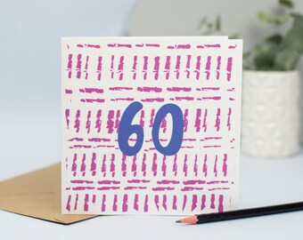 60.Geburtstagskarte: Buntes trendiges Briefpapier