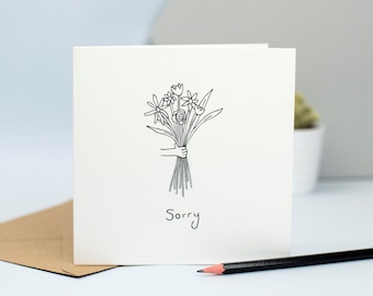Hand-Drawn Flower Sorry Card: Apology Illustration