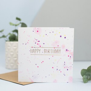 Gold Foil Happy Birthday Card: Watercolor Stargaze Design