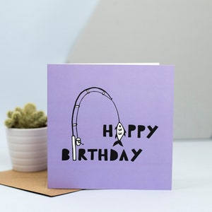 Carte d'anniversaire de pêche, carte pour amateur de pêche, pêcheur, amour de la pêche, carte pour papa, carte pour grand-père, passe-temps, canne à pêche, poisson
