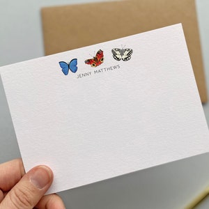 Schmetterlingskorrespondenzkarten, personalisierte Dankesnotizen, flache Notizkarten, personalisiertes Briefpapierset, Dankeskartenset