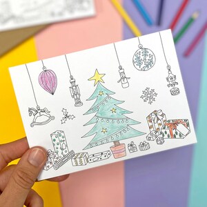 Conjunto de 10 cartões para colorir de Natal, notas de agradecimento para colorir, enchimentos para sacolas de festa, convites para festas, cartões postais, cartões para colorir