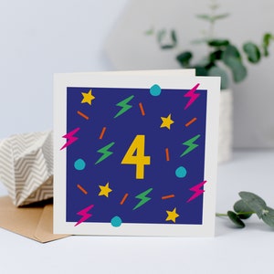 Karte zum 4.Geburtstag, 4.Geburtstag, 4 Jahre alt, unisex, 4.Geburtstag Junge, 4.Geburtstag Mädchen, vier, heute vier, Karte für 4-jährige