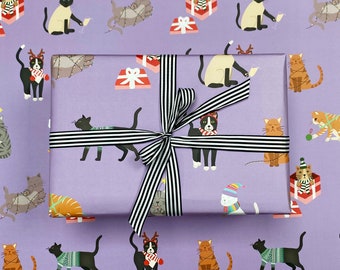 Christmas Cats Wrapping paper, Cat paper, Christmas cats, recyclable wrapping paper, Christmas gift wrap, Christmas wrapping paper roll