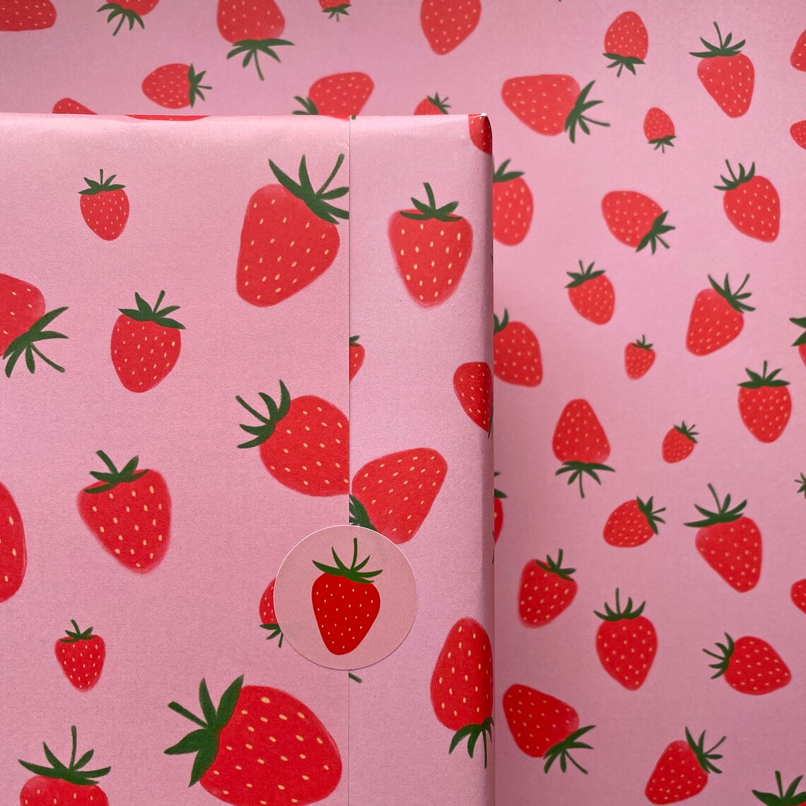Strawberry Wrapping Paper Cute Wrapping Paper With a Fruit Etsy