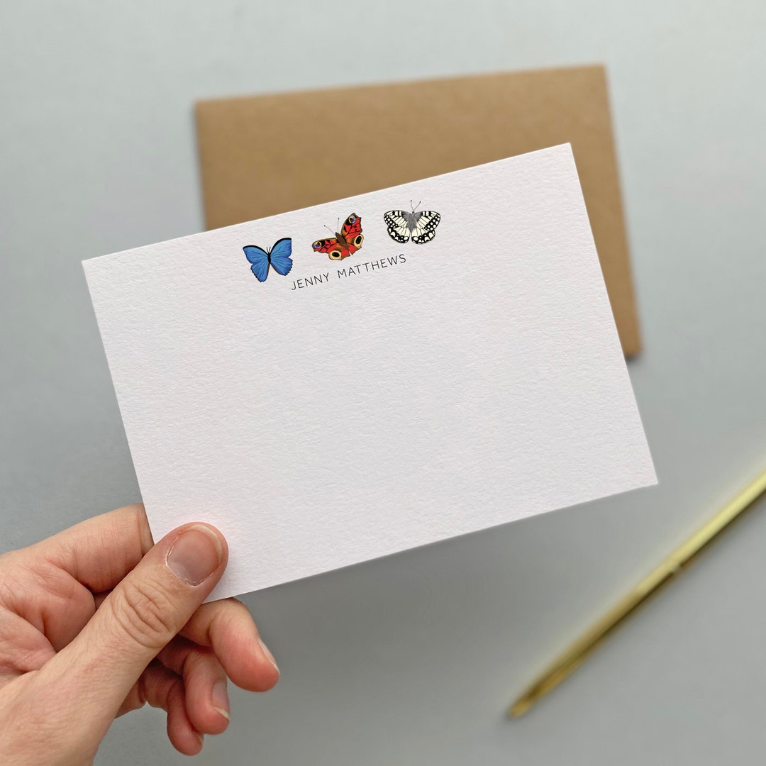 Personalised Butterfly Note Card Set - Personalised Stationery Gift ...