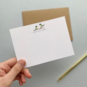 Kohlmeise-Korrespondenzkarten, personalisierte Dankesnotizen, flache Notizkarten, personalisiertes Briefpapier-Set, Vogel-Briefpapier-Set