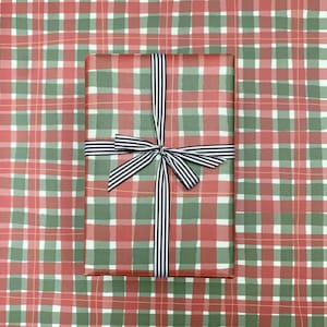 Hand-Drawn Tartan Wrapping Paper: Red, Green & Yellow Plaid