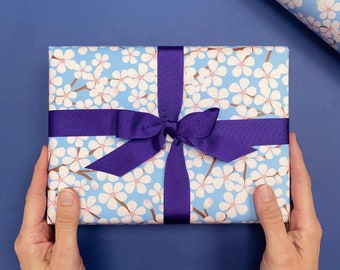 Set di carta da regalo di lusso con fiori di ciliegio: carta da regalo floreale giapponese