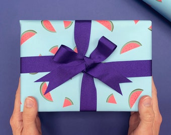Watermelon Wrapping Paper Set: Aqua Blue, Gift Tags & Stickers