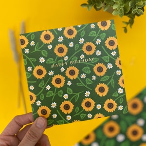 Sonnenblume Geburtstagskarte, Geburtstagskarte für Schwester, Geburtstagskarte mit Goldfolie, Karte für Sie, Blumen Geburtstagskarte