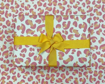 Pink Leopard Print Wrapping Paper: Hand Illustrated Gift Wrap