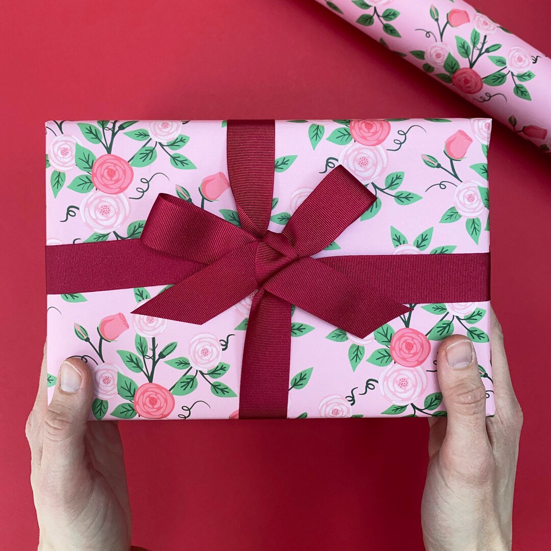 Rose Wrapping Paper Recyclable Wrapping Paperrose Gift Wrap Etsy