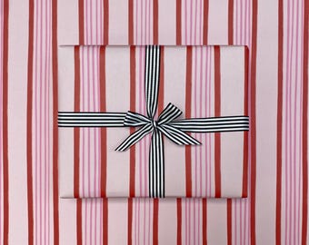 Red and Pink Striped Wrapping Paper: Recyclable Gift Wrap
