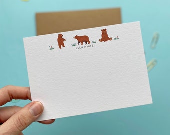 Personalised Bear Note Cards: Children's Thank You Stationery