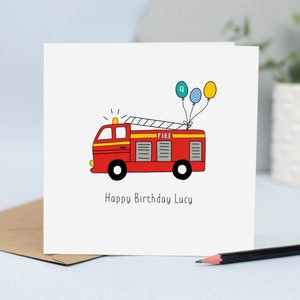 Carte d'anniversaire de pompier, personnalisée avec son nom et son âge.