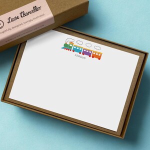 Personalised Train Note Cards: Kids Thank You Notes, A6 Stationery