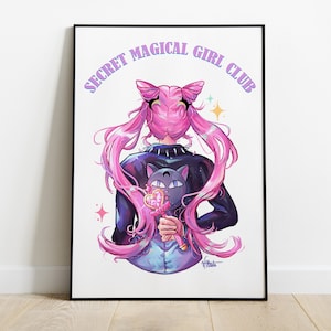 Black Lady Magical Girl Club blad, Wicked Lady Sailor Moon illustratie, Chibiusa print, anime magisch meisje blad A3 / A4 / A5