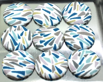 Set of 9 Liberty Fabric Covered Button Magnets, Modern Desk Accessories