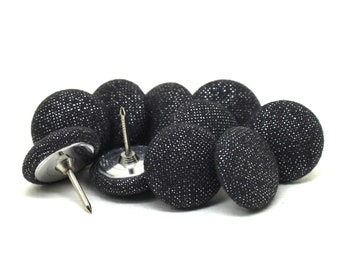 10 Dark Grey Sparkly Push Pins, Kona Sheen Fabric Pins, Dark Grey Thumb Tacks, Metallic Push Pins