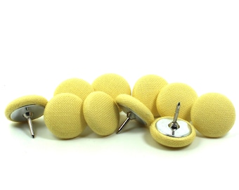 Banana Yellow Fabric Push Pins, Kona Cotton, Set of 10