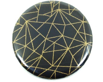 Black & Gold Pocket Mirror, Handbag Mirror