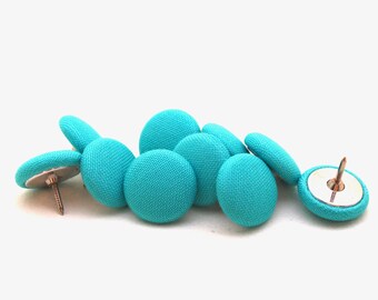 Chinchetas de tela azul Capri, algodón Kona, para tablones de anuncios (juego de 10)