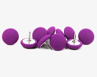 Geranium Purple Fabric Push Pins, Purple Thumb Tacks, Set of Ten