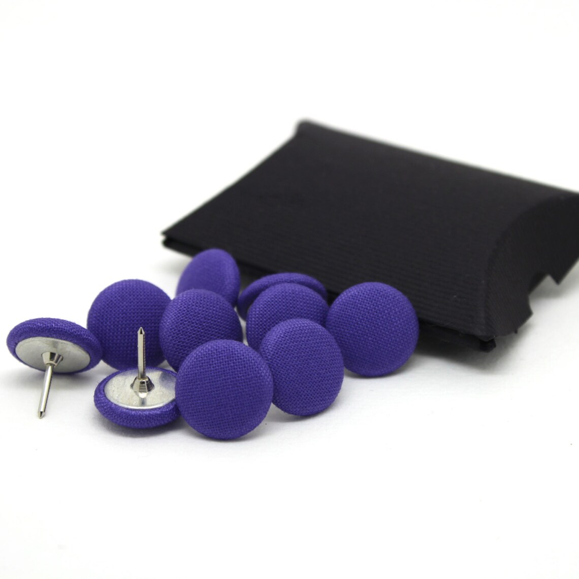 10 Small Purple Push Pins, Purple Cork Board Pins, Purple Fabric Push Pins, Purple Drawing Pins