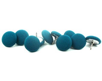 Chinchetas de tela azul glaciar, algodón Kona, para tablón de anuncios (juego de 10)