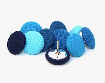 Fabric Covered Push Pins, Kona Solids, Mixed Colours, Set of 10