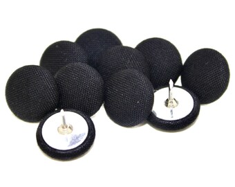 10 Kona Black Fabric Push Pins, Cork Board Thumb Tacks