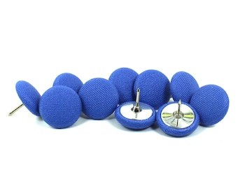 Lapis Blue Fabric Push Pins, Blue Thumb Tacks, 10-Piece Set