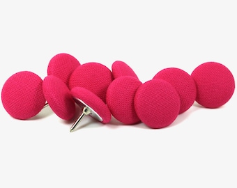 Honeysuckle Pink Fabric Push Pins, Pink Kona Solids, Set of 10