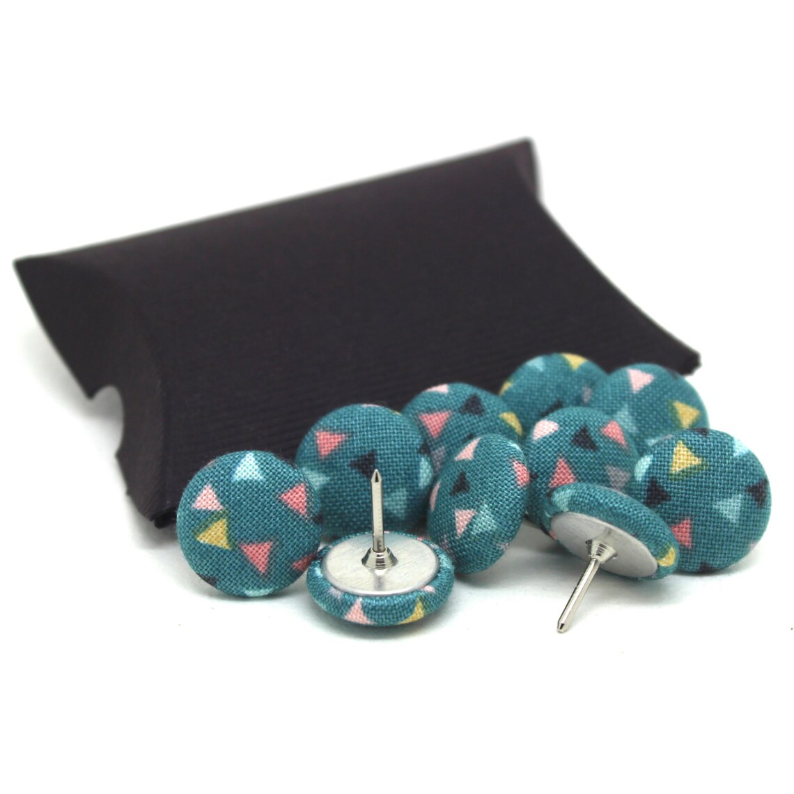 10 Small Teal Push Pins Teal Blue Drawing Pins Teal Fabric Etsy