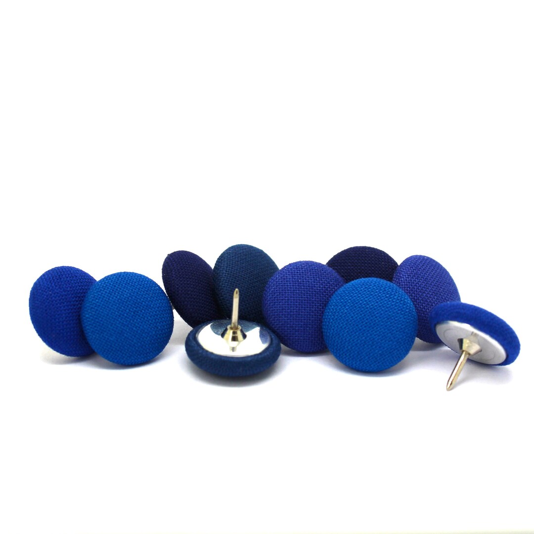 10 Mixed Colour Push Pins Blue Push Pins Mixed Fabric Thumb Etsy