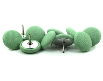 Chinchetas de tela verde celadón, algodón Kona, juego de 10