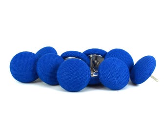 Juego de 10 chinchetas de tela azul Pacífico, accesorios de escritorio de algodón Kona