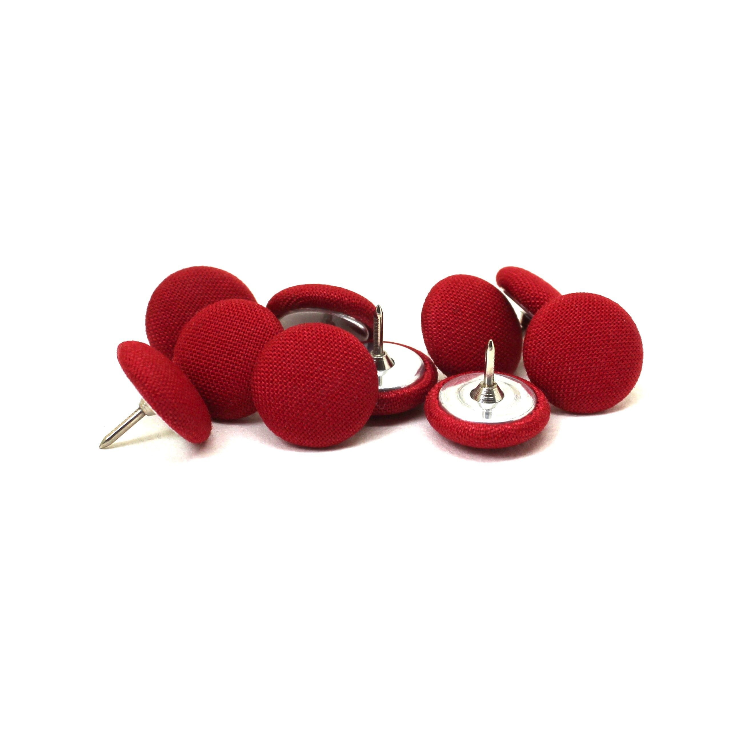 10 Red Fabric Push Pins, Red Drawing Pins, Red Thumb Tacks Etsy
