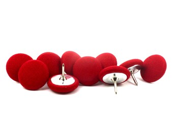 Chinchetas chinas forradas de tela roja, chinchetas de algodón para tablón de anuncios.
