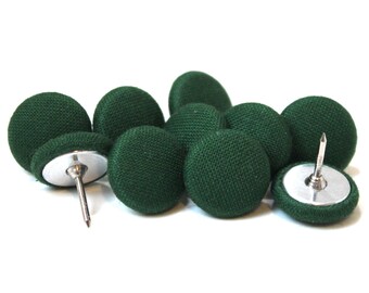 Chinchetas de tela verde albahaca, algodón Kona, juego de 10