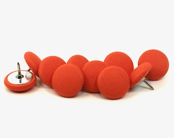 Orange Fabric Push Pins, Nectarine Kona Solids, 10-Piece Set