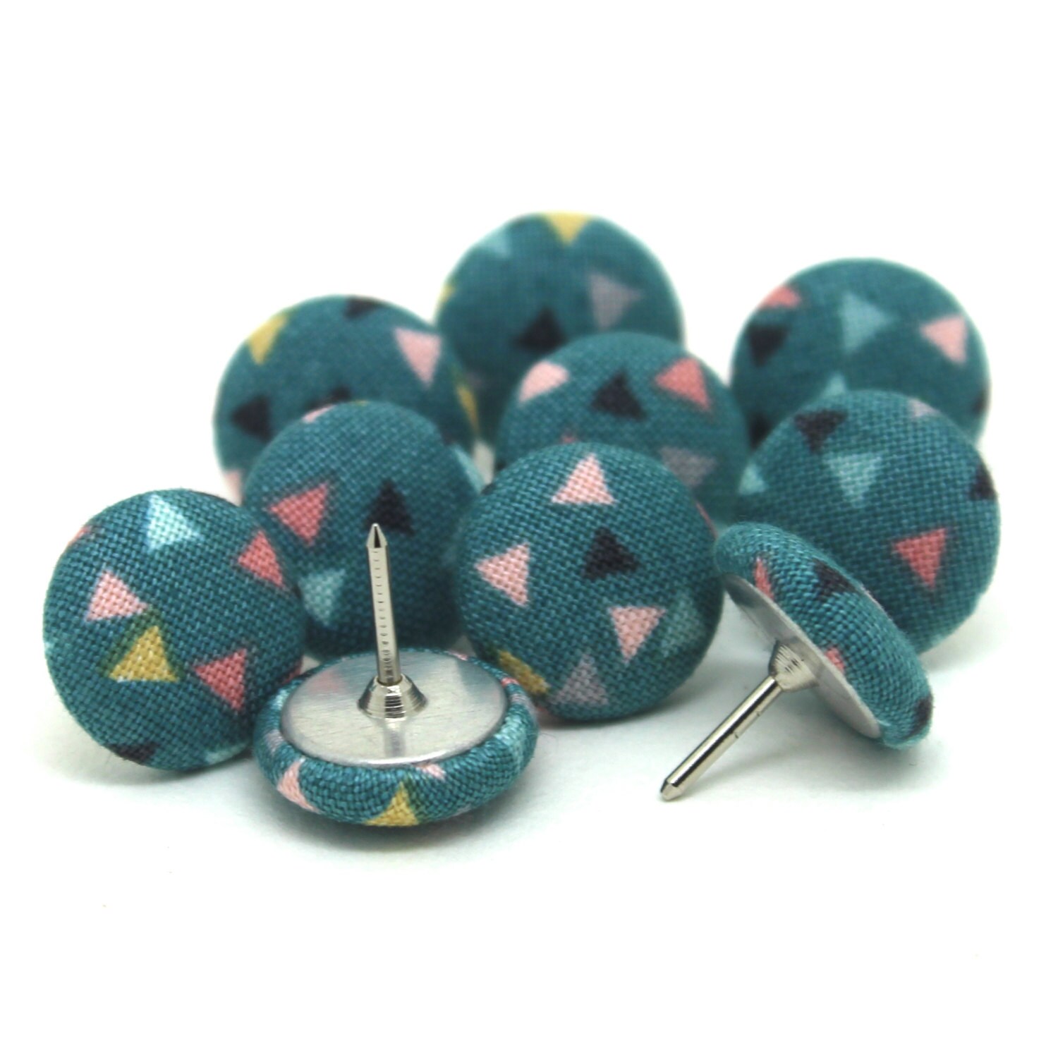 10 Small Teal Push Pins Teal Blue Drawing Pins Teal Fabric Etsy