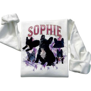 Felpa per cani personalizzata, camicia personalizzata retrò anni '90, regalo per gli amanti degli animali domestici, felpa personalizzata per mamma cane, maglione per cani retrò personalizzato, ritratto personalizzato per animali domestici,