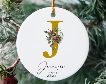 Personalized Christmas Ornament. Family Keepsake. Baby's First Christmas Ornament. 012. Personalized Letter Name Ornaments. Christmas Gift.