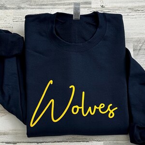 Embossed Mascot Sweatshirt, Custom School Spirit Sweatshirt, Gift Idea, Metallic Puff Print, Custom Puff Print Team Name Sweatshirt,