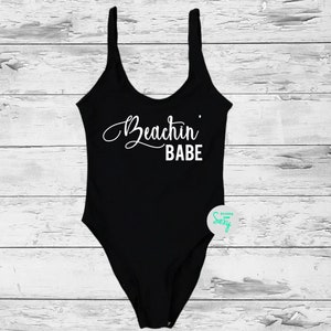 Beachin Babe Swimsuit. Birthday Swimwear. Birthday Squad. Bachelorette Swimsuit. One Piece Swimsuit. Dirty Thirty. Beach Bathing Suit. 1